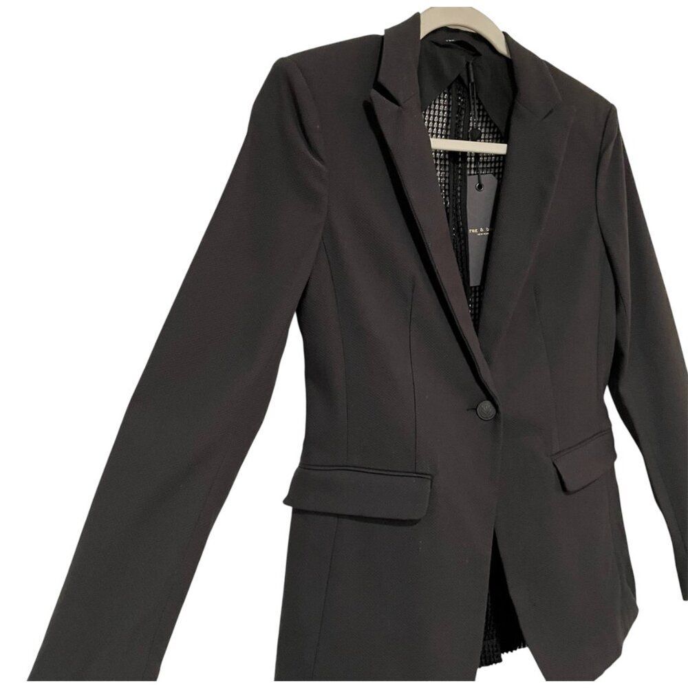 Rag & Bone Edgy Black Mesh Back Blazer Statement … - image 7